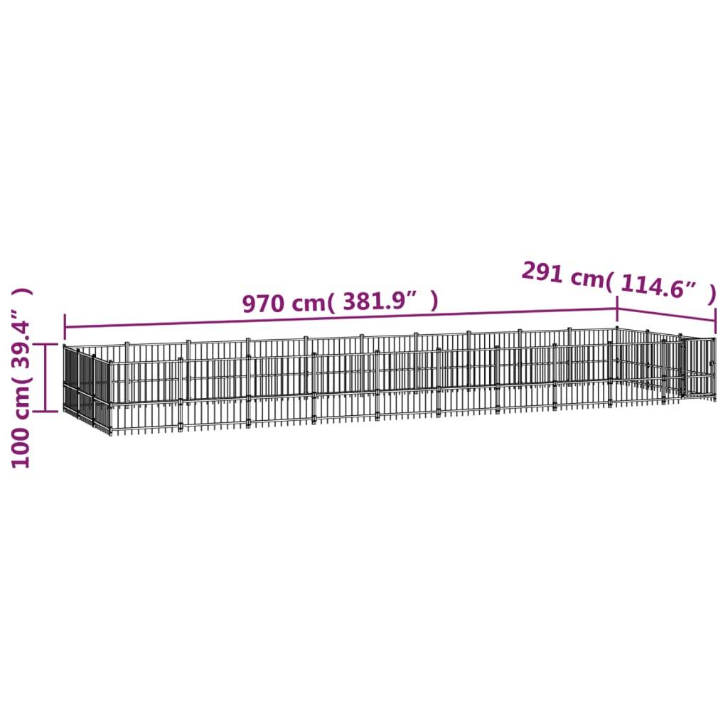 Vidaxl - Chenil d'extérieur pour chiens Acier 28,23 m² vidaXL 3124623 - Imagen 3