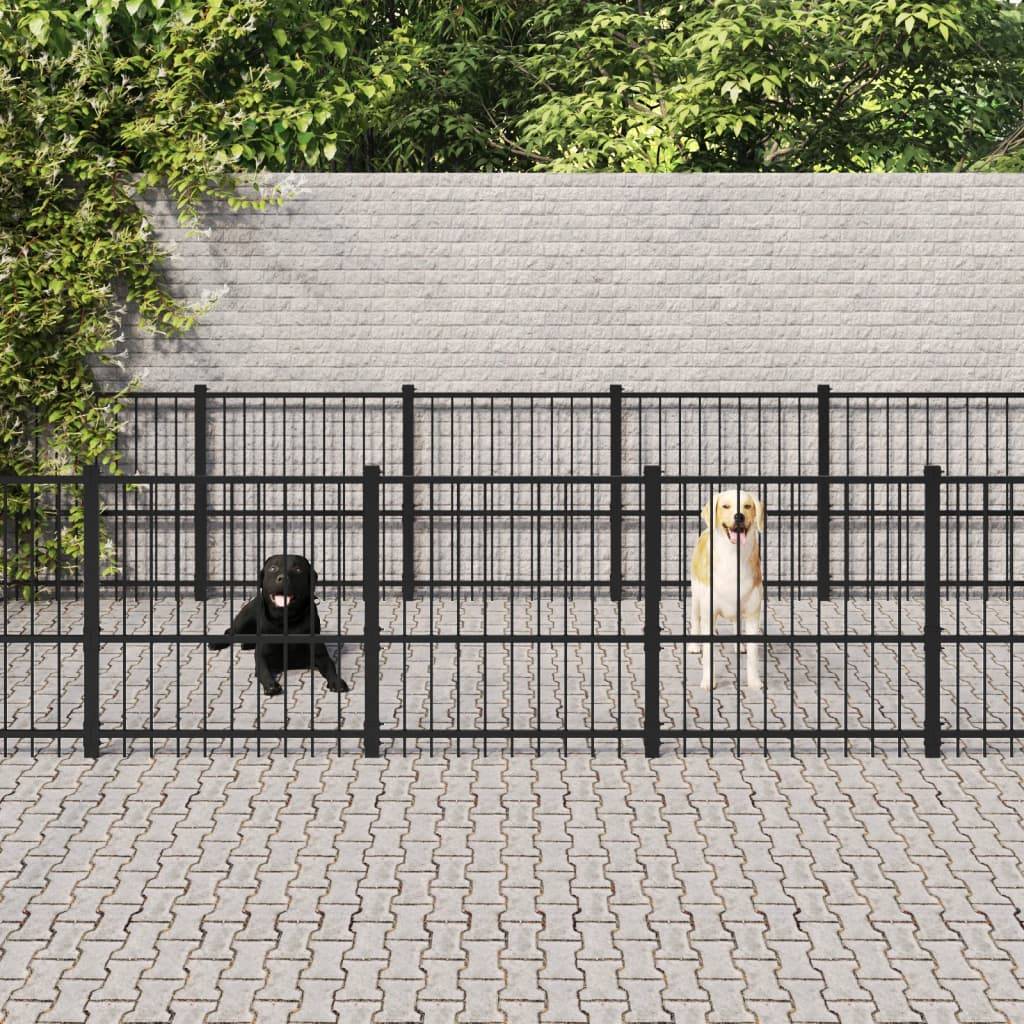 Vidaxl - Chenil d'extérieur pour chiens Acier 28,23 m² vidaXL 3124623 - Imagen 1