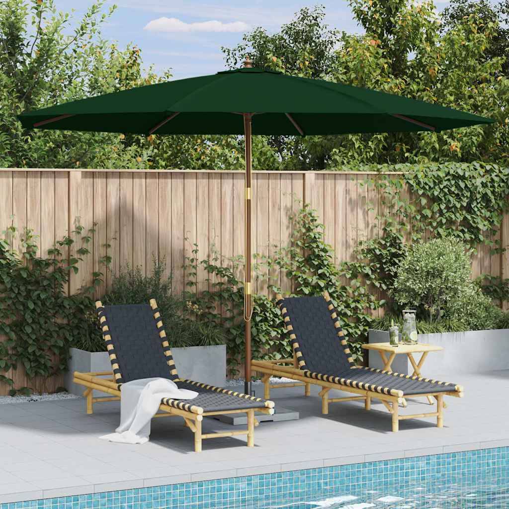 PANGIVO - Parasol extérieur en bois avec mât en bambou, vert, 350 x 240 cm - PANGIVO - Image 1