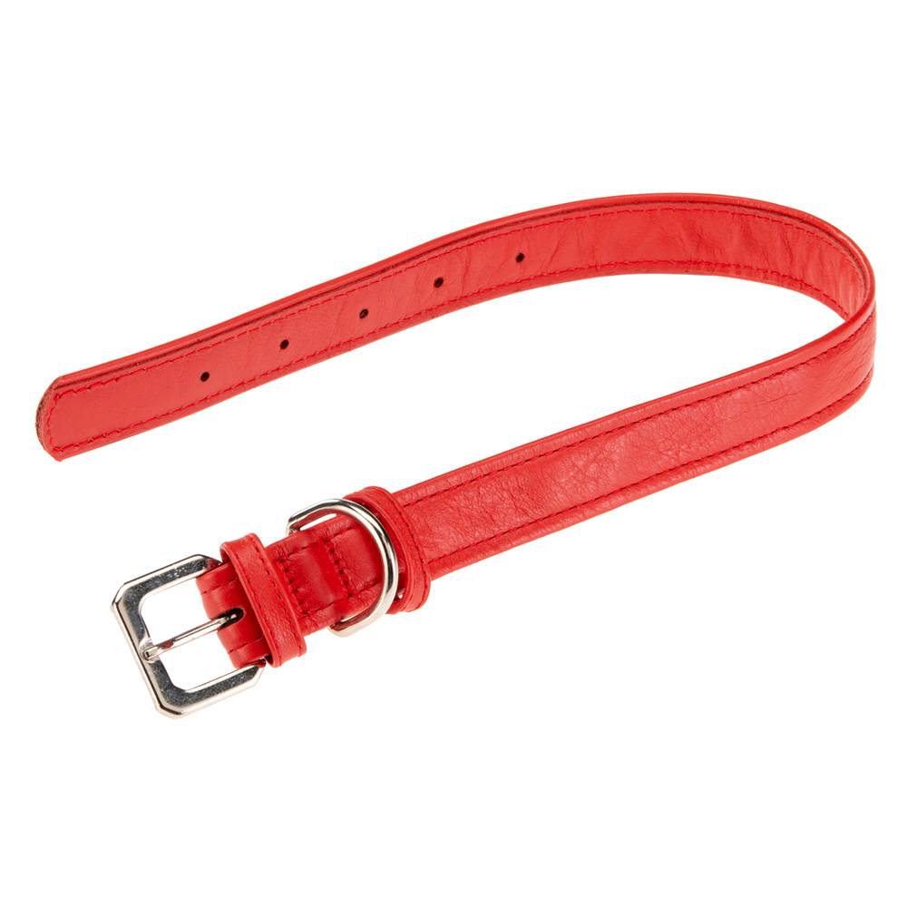 Ferplast - Collier pour Chiens VOGUE CF25/49, Cuir Véritable, Réglable, Boucle en Métal, Rouge - Imagen 1