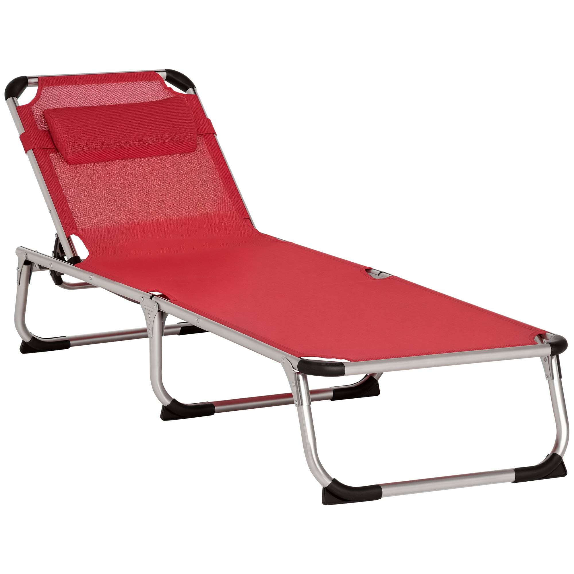 Bain de soleil pliant en aluminium pour jardin et terrasse dossier inclinable rouge - ComfortXL Outdoor Living - Image 1