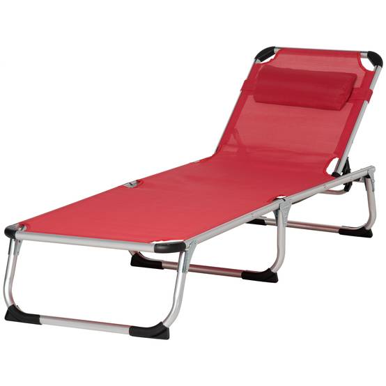 Bain de soleil pliant en aluminium pour jardin et terrasse dossier inclinable rouge - ComfortXL Outdoor Living - Image 2