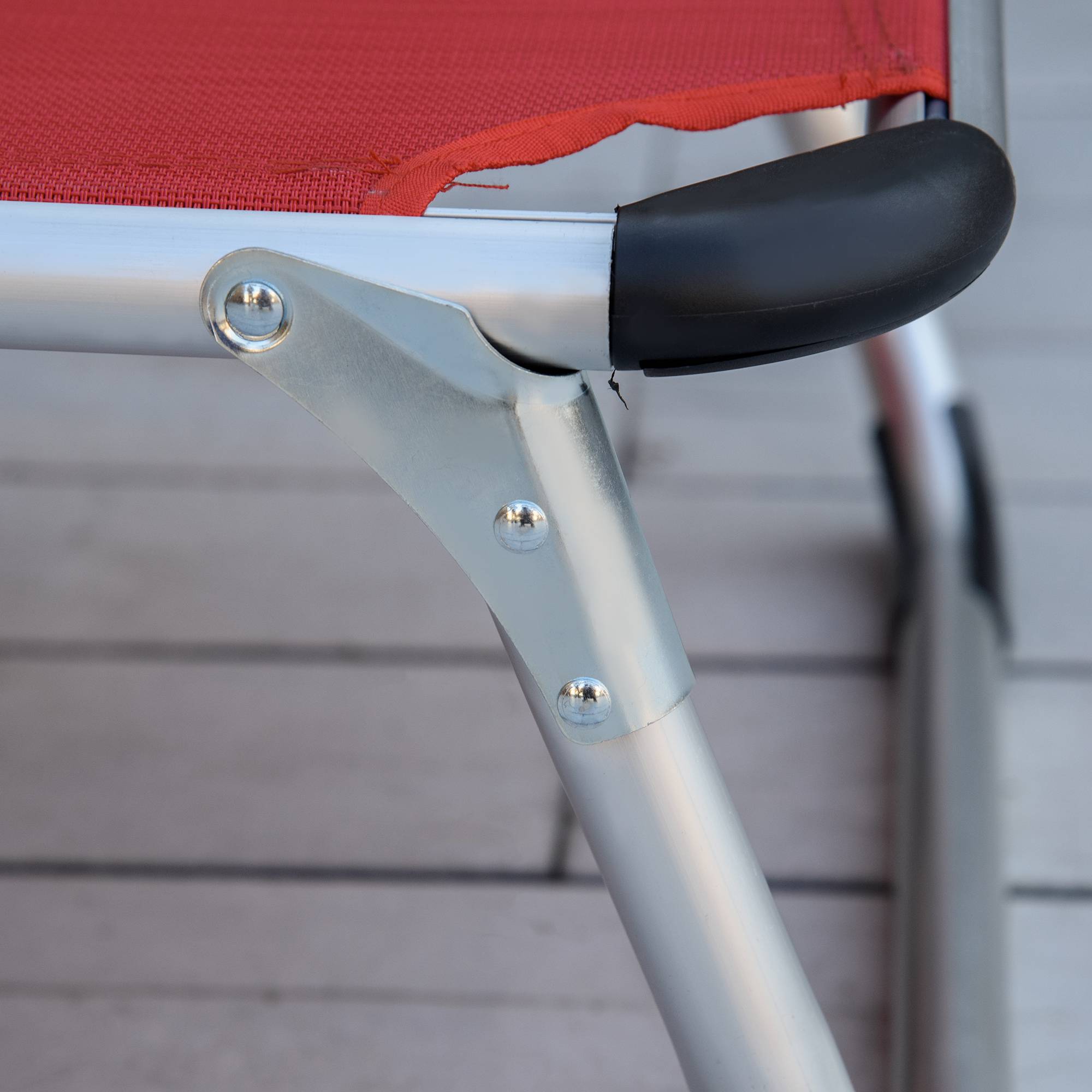 Bain de soleil pliant en aluminium pour jardin et terrasse dossier inclinable rouge - ComfortXL Outdoor Living - Image 10