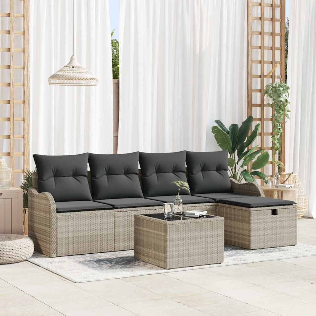 ComfortXL - Salon de jardin 5 places en résine tressée avec rangement étanche Gris Clair – ComfortXL Outdoor Living