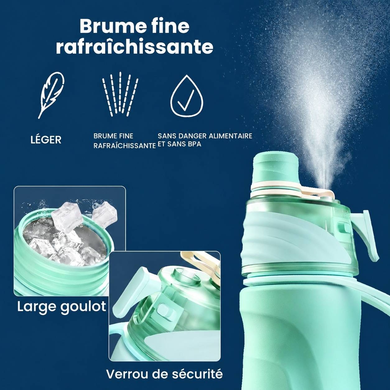 Bouteille Isotherme Acier Inoxydable Double Parhal à Buse Spray Intégrée Hydratation Sport Outdoor - Image 2