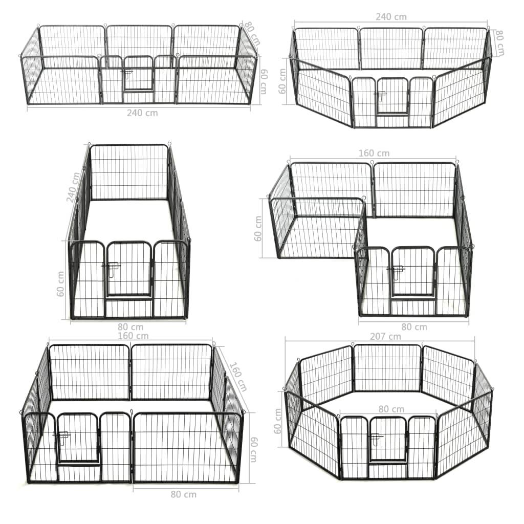 Helloshop26 - Parc pour chiens 8 panneaux acier 60 x 80 cm enclos pour chiens noir - Imagen 7