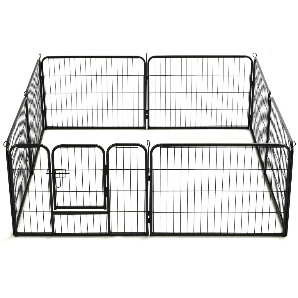Helloshop26 - Parc pour chiens 8 panneaux acier 60 x 80 cm enclos pour chiens noir - Imagen 5