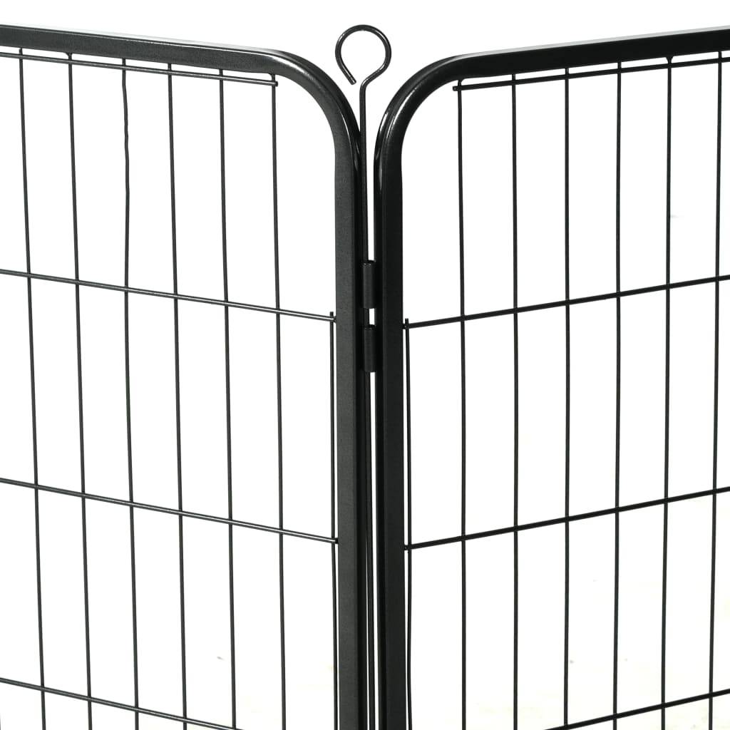 Helloshop26 - Parc pour chiens 8 panneaux acier 60 x 80 cm enclos pour chiens noir - Imagen 6