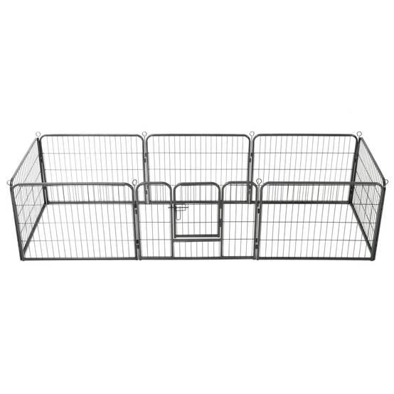 Helloshop26 - Parc pour chiens 8 panneaux acier 60 x 80 cm enclos pour chiens noir - Imagen 2