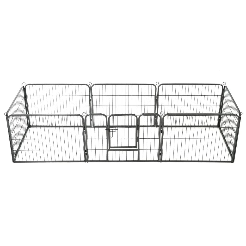 Helloshop26 - Parc pour chiens 8 panneaux acier 60 x 80 cm enclos pour chiens noir - Imagen 2
