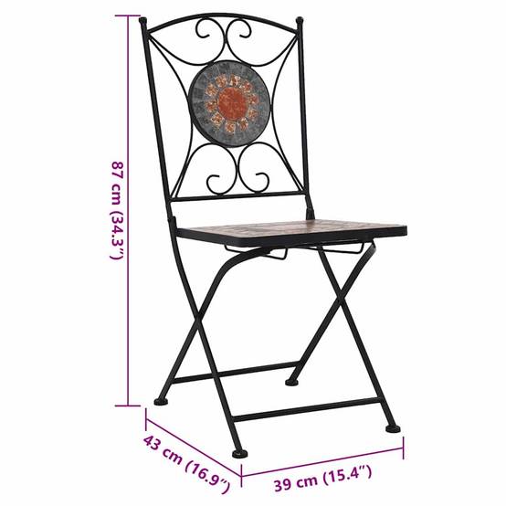 Vidaxl - Chaises pliantes Mosaic, lot de 2, orange/gris vidaXL 46718 - Imagen 3