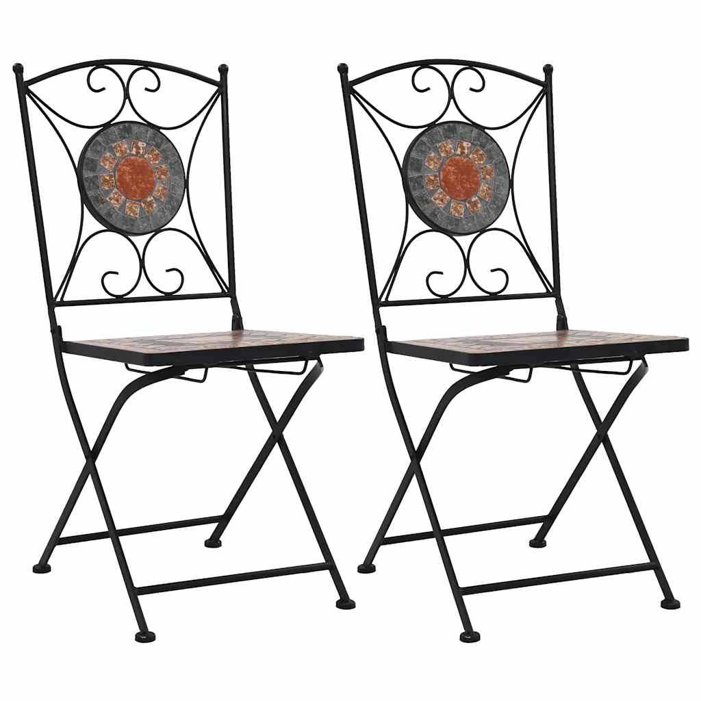 Vidaxl - Chaises pliantes Mosaic, lot de 2, orange/gris vidaXL 46718 - Imagen 1