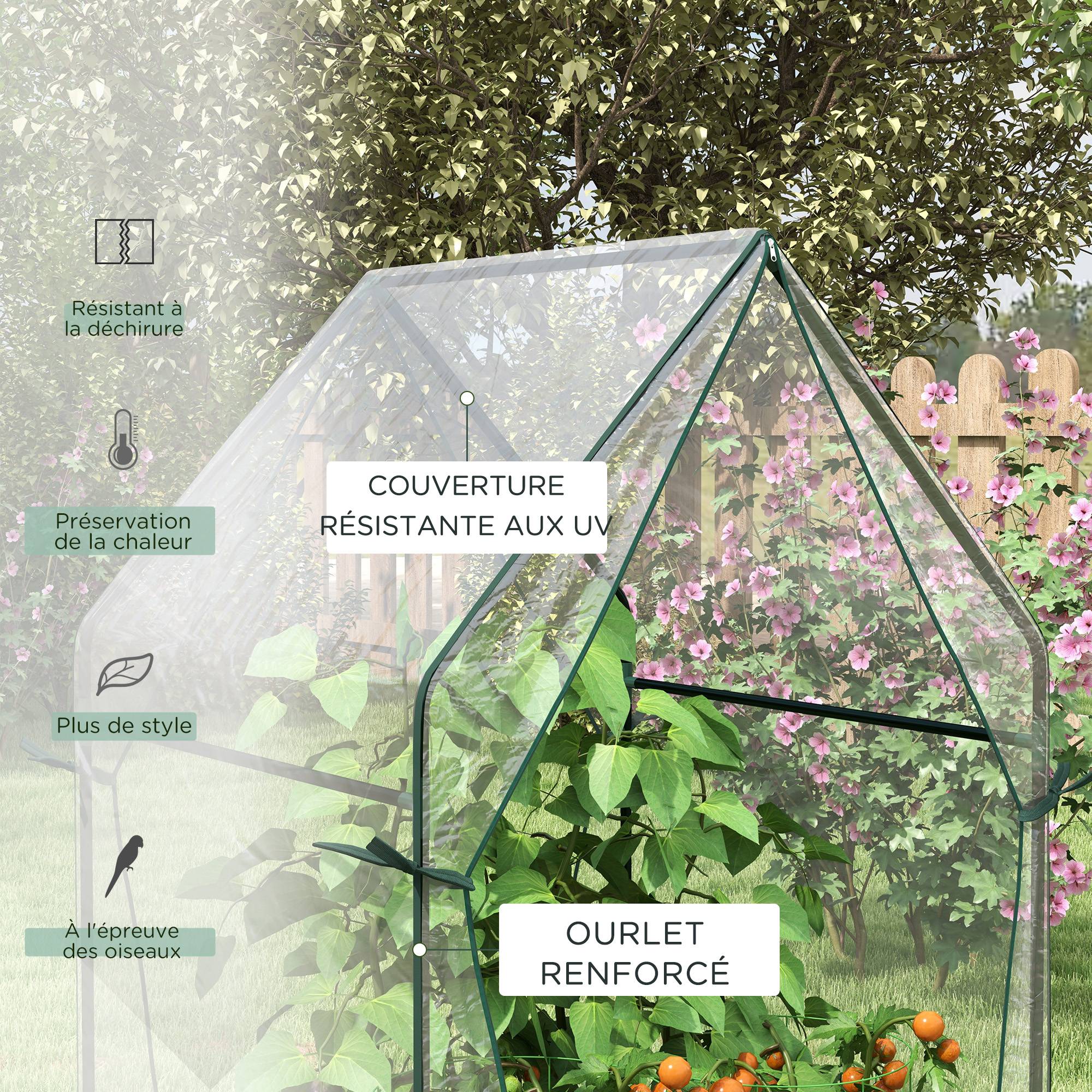 Serre à tomates en plastique et acier pour balcon protection hivernage 90x90cm transparent - ComfortXL Outdoor Living - Image 7