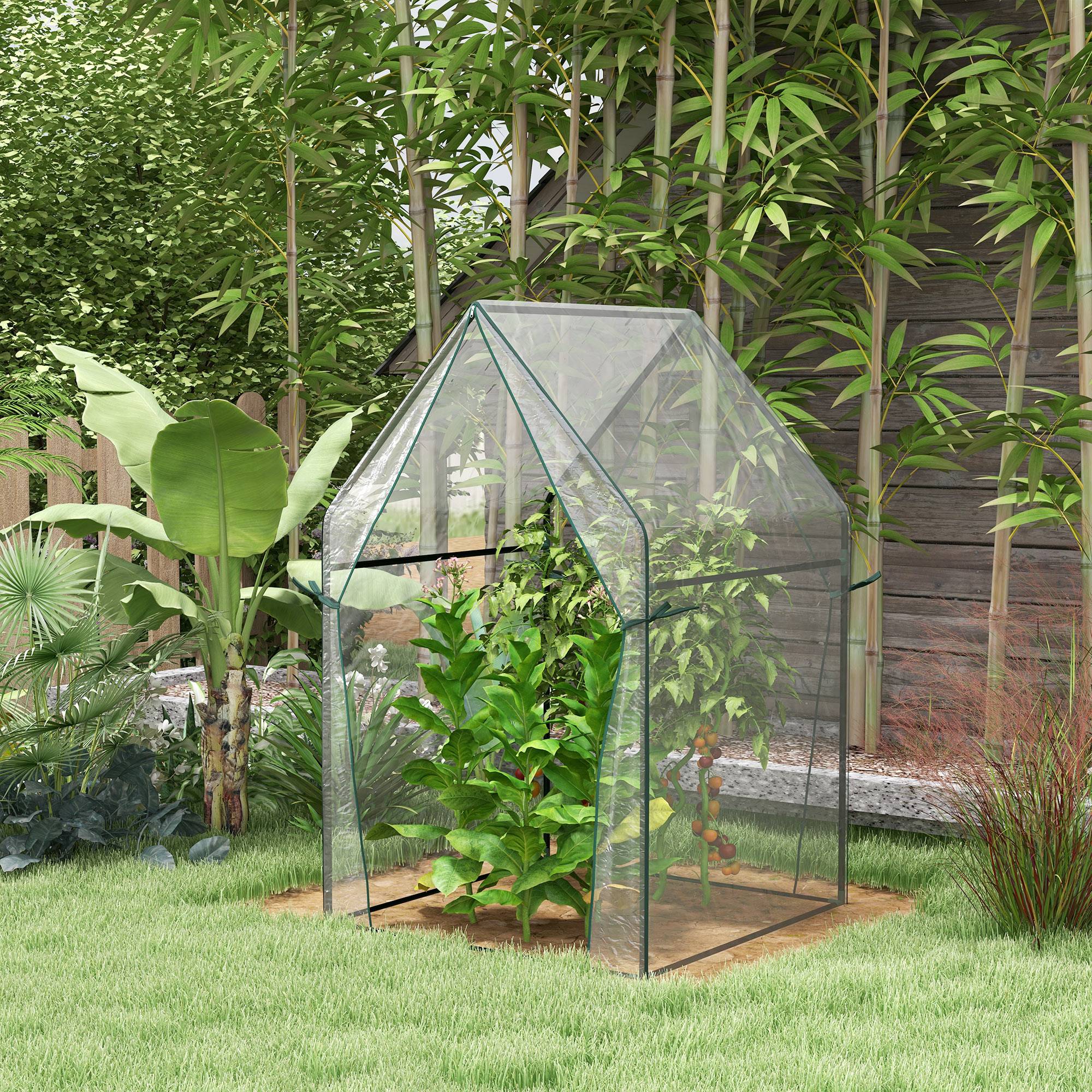 Serre à tomates en plastique et acier pour balcon protection hivernage 90x90cm transparent - ComfortXL Outdoor Living - Image 3