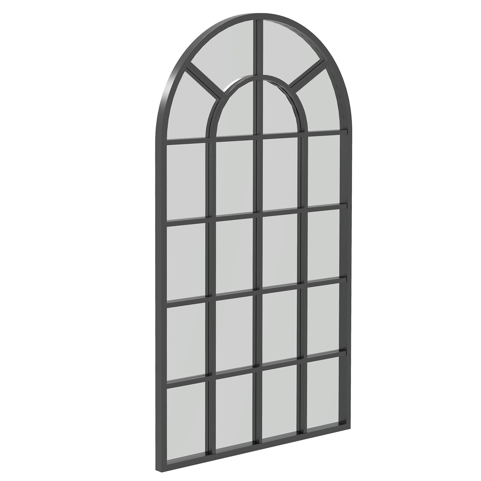 Sans Marque - Miroir verrière arche style industriel fenêtre arcade métal 110x65 cm noir - Image 2