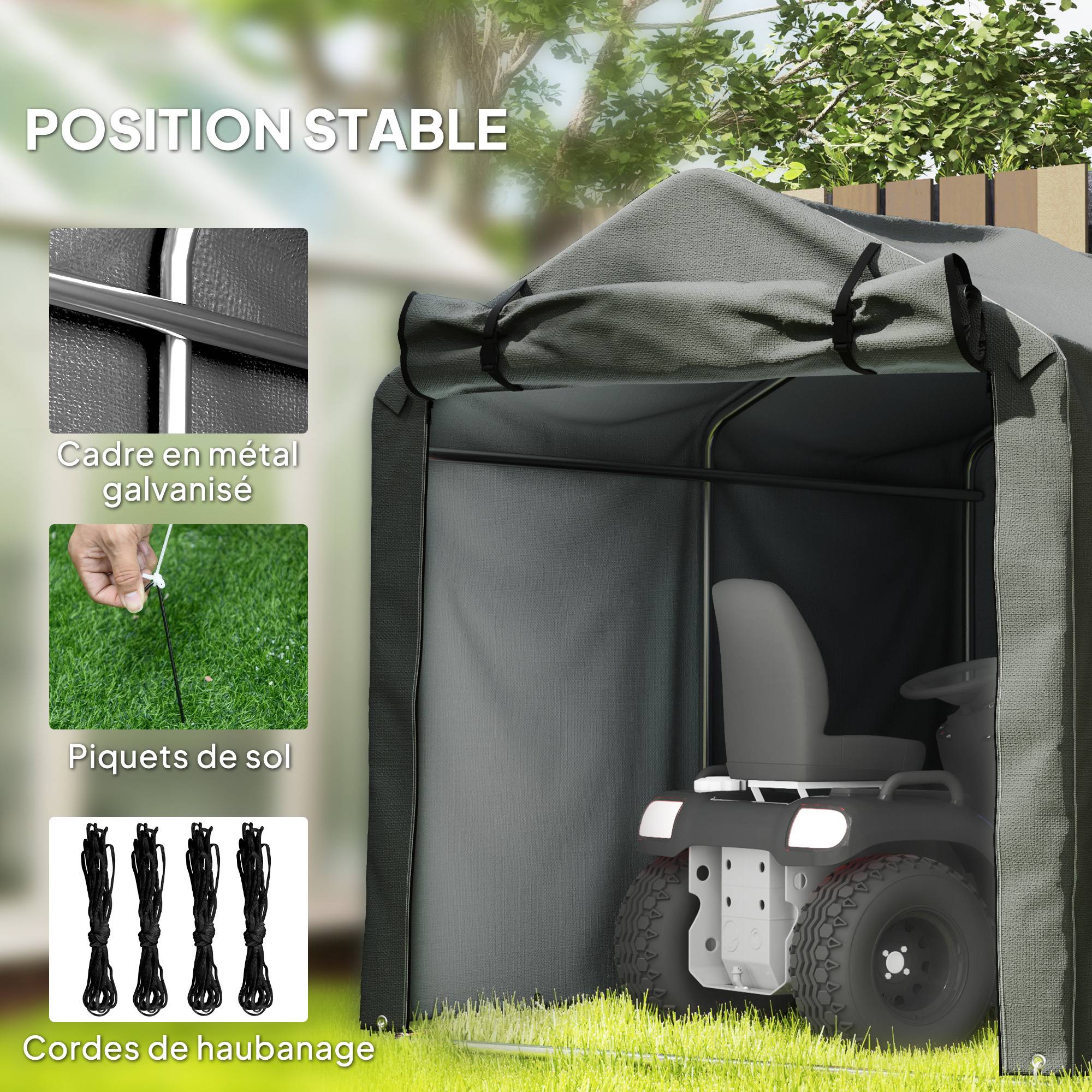 Abri Vélo Extérieur 2 x 1,6 x 1,65 m Cadre Métal Galvanisé Imperméable Résistant aux UV - Image 7