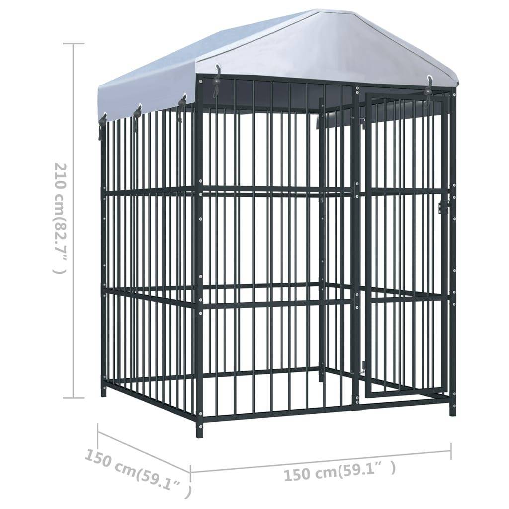 Helloshop26 - Chenil extérieur cage enclos parc animaux chien d'extérieur avec toit pour chiens 150 x 150 x 210 cm - Imagen 6