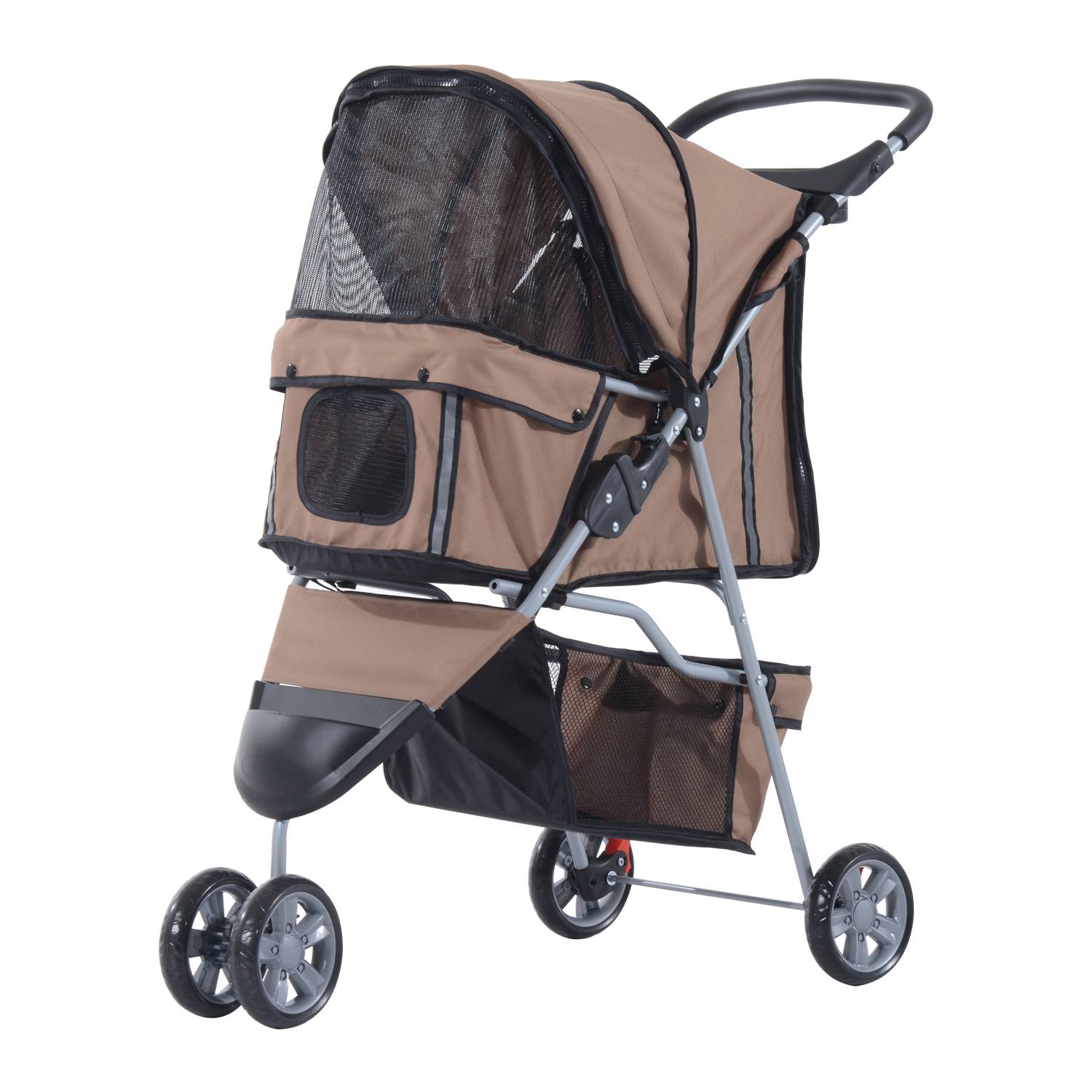 Chariot pour chien et chat, tissu oxford, café, 75 x 45 x 97 cm - PANGIVO - Image 1
