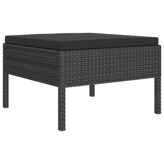 Helloshop26 - Salon de jardin meuble d'extérieur ensemble de mobilier 9 pièces avec coussins résine tressée noir - Imagen 4