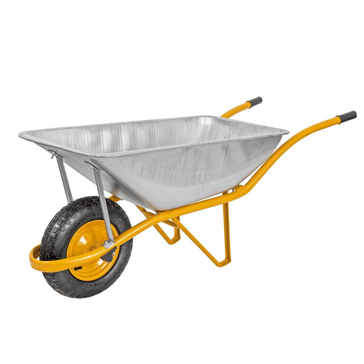 Brouette de chantier 85 Litres Galvanisée Caisse carrée Roues gonflées VITO - Imagen 1