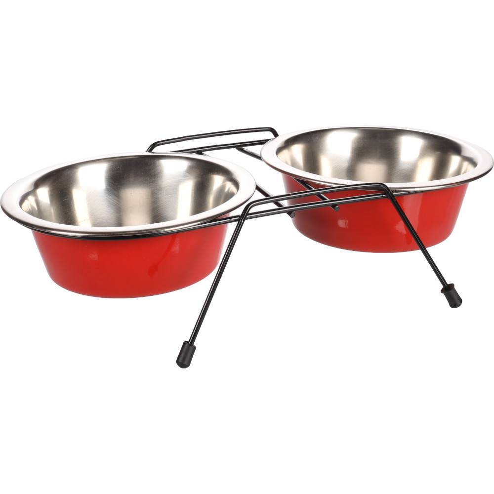 Ecuelle duo ø 16 cm. 800 ml. avec support Arjun. M . pour chien - Image 1