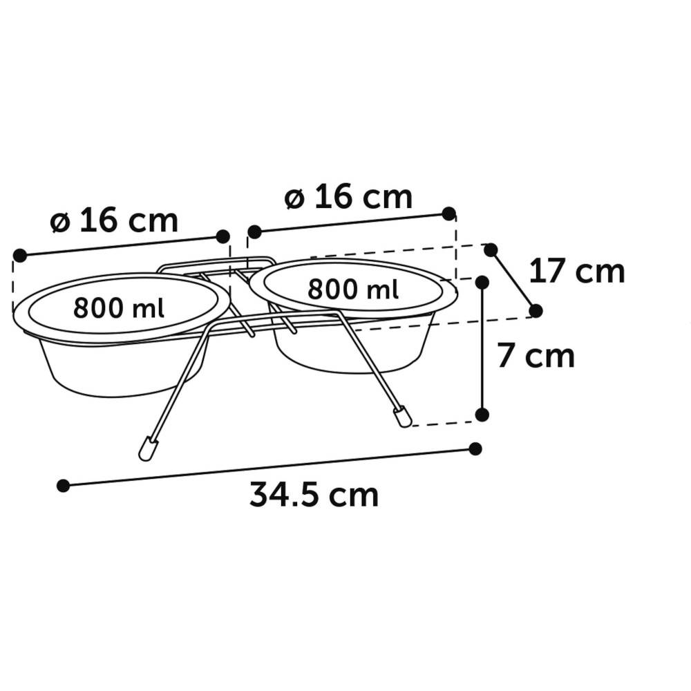 Ecuelle duo ø 16 cm. 800 ml. avec support Arjun. M . pour chien - Image 4
