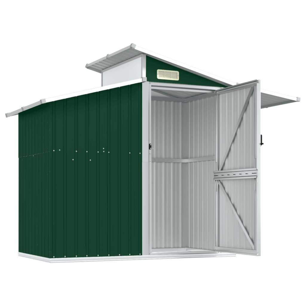 Helloshop26 - Abri de jardin cabane cabanon maison de stockage remise extérieur hangar outils robuste 270 x 130 x 208,5 cm acier Galvanisé vert - Imagen 3