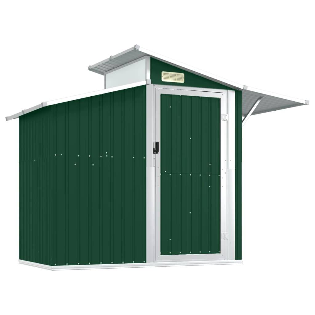 Helloshop26 - Abri de jardin cabane cabanon maison de stockage remise extérieur hangar outils robuste 270 x 130 x 208,5 cm acier Galvanisé vert - Imagen 1