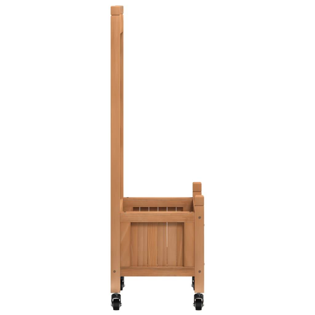 Jardinière avec treillis et roues bois de sapin marron 40 x 30 x 97.5 cm - PANGIVO - Image 5