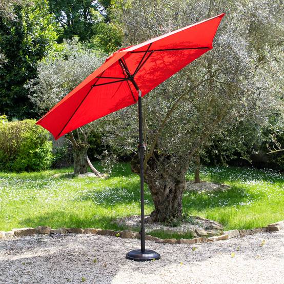 Parasol droit HAPUNA rond 2,70m de diamètre rouge - HAPPY GARDEN - Imagen 2