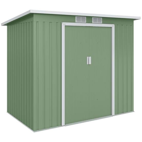 Remise de jardin acier galvanisé extérieur rangement 213x130cm vert olive - ComfortXL Outdoor Living - Image 1