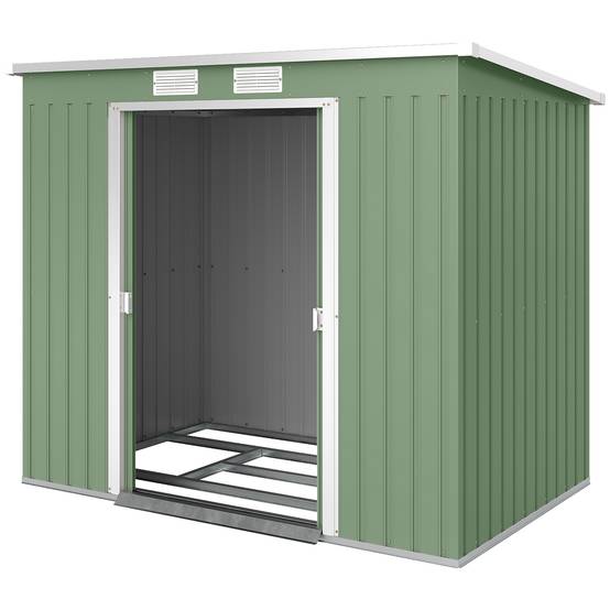 Remise de jardin acier galvanisé extérieur rangement 213x130cm vert olive - ComfortXL Outdoor Living - Image 2