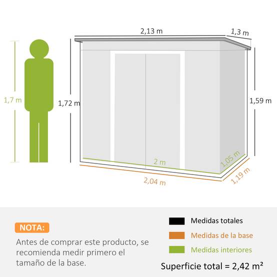 Remise de jardin acier galvanisé extérieur rangement 213x130cm vert olive - ComfortXL Outdoor Living - Image 5