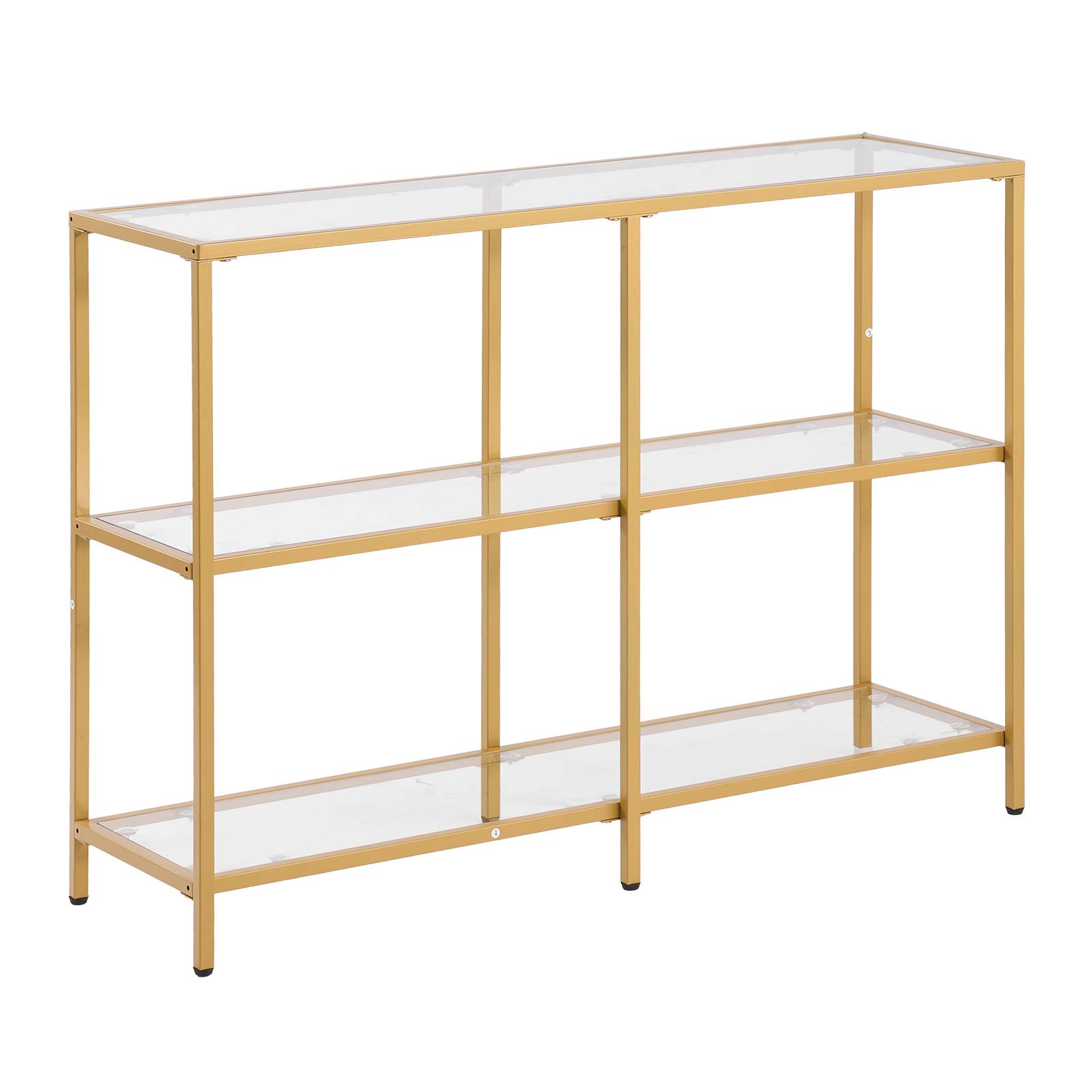 VEVOR Table console verre 3 niveaux, rectangulaire, moderne, dorée. - Image 9