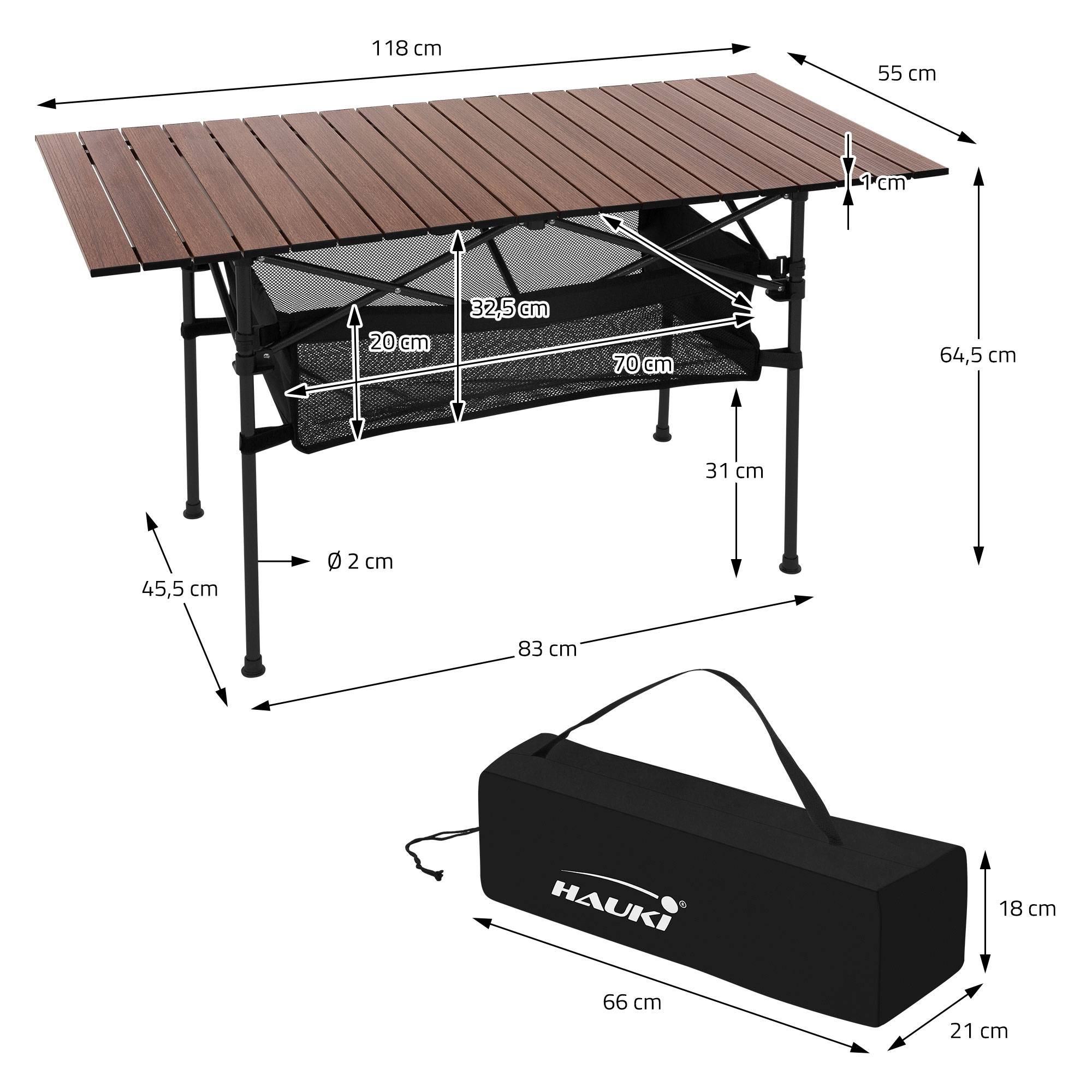 Table De Camping Pliante Eris-car – Plateau Aluminium Beige – Sac De Transport Inclus