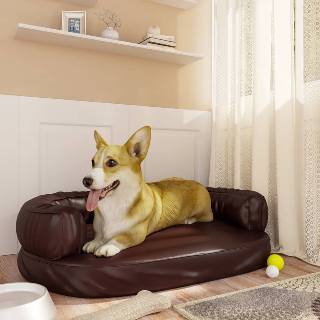 Vidaxl - Lit pour chien ergonomique Mousse Marron 75x53 cm Similicuir vidaXL 171320 - Imagen 1