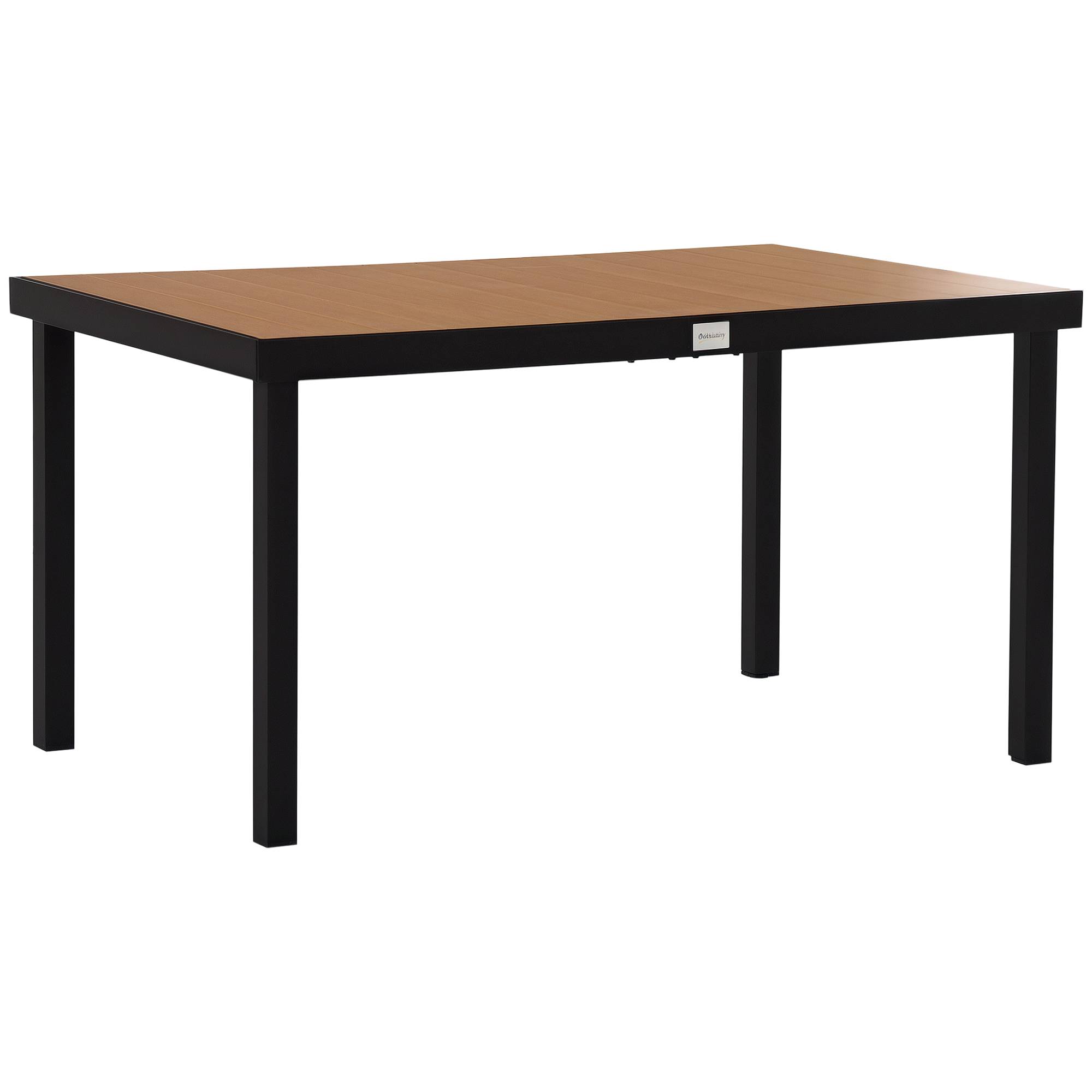 Table à manger jardin aluminium terrasse repas extérieur aspect bois 140 cm - ComfortXL Outdoor Living - Image 1