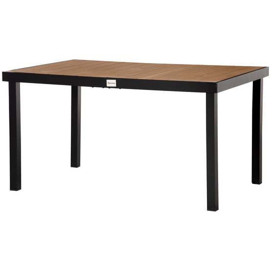 Table à manger jardin aluminium terrasse repas extérieur aspect bois 140 cm - ComfortXL Outdoor Living - Image 2