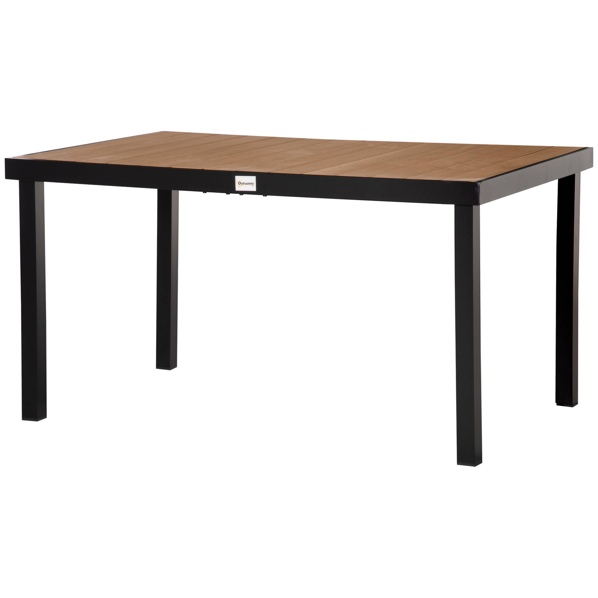 Table à manger jardin aluminium terrasse repas extérieur aspect bois 140 cm - ComfortXL Outdoor Living - Image 2