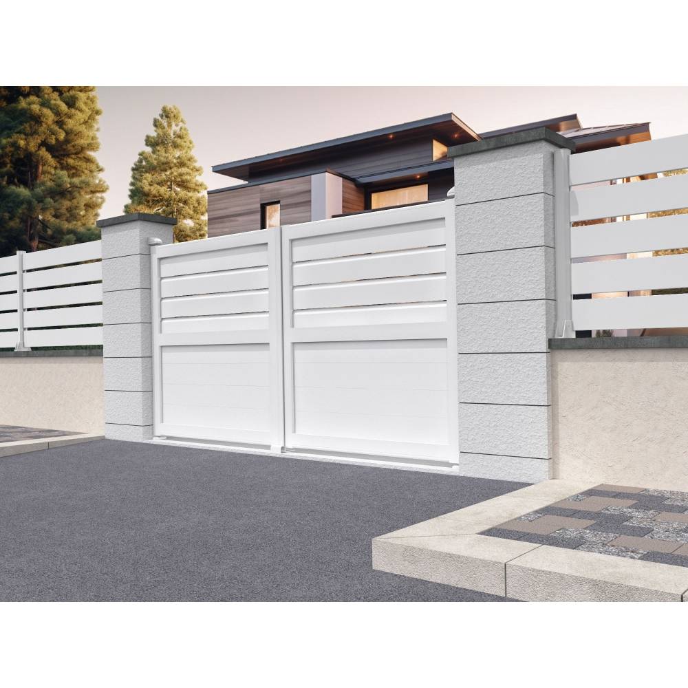 Portail battant mixte NAFASI 3500x1594.8mm (Blanc) - Alia Productions