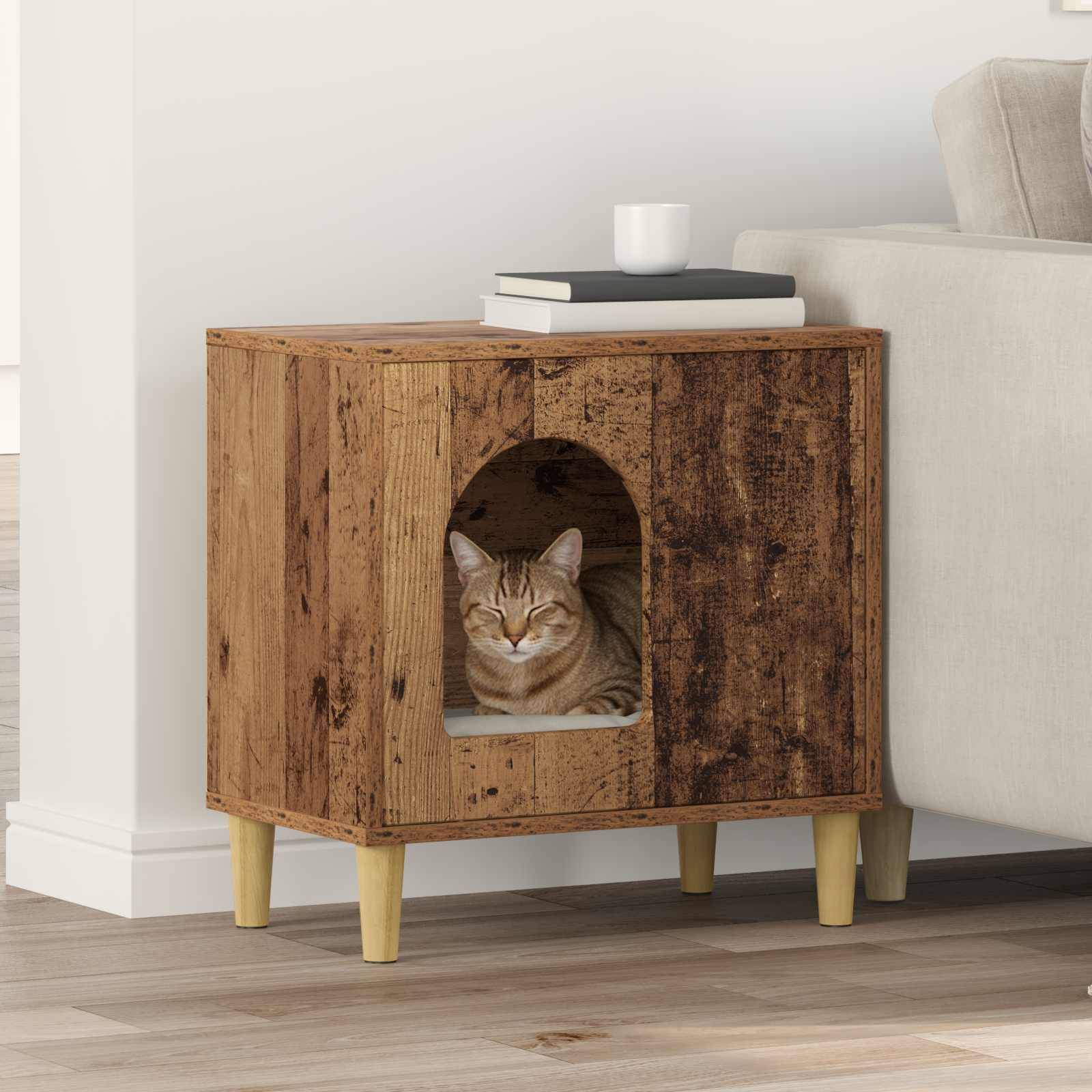 Vidaxl - Maison pour chat Bois ancien 51 x 30 x 52 cm Bois d'ingénierie vidaXL 8000669 - Image 1