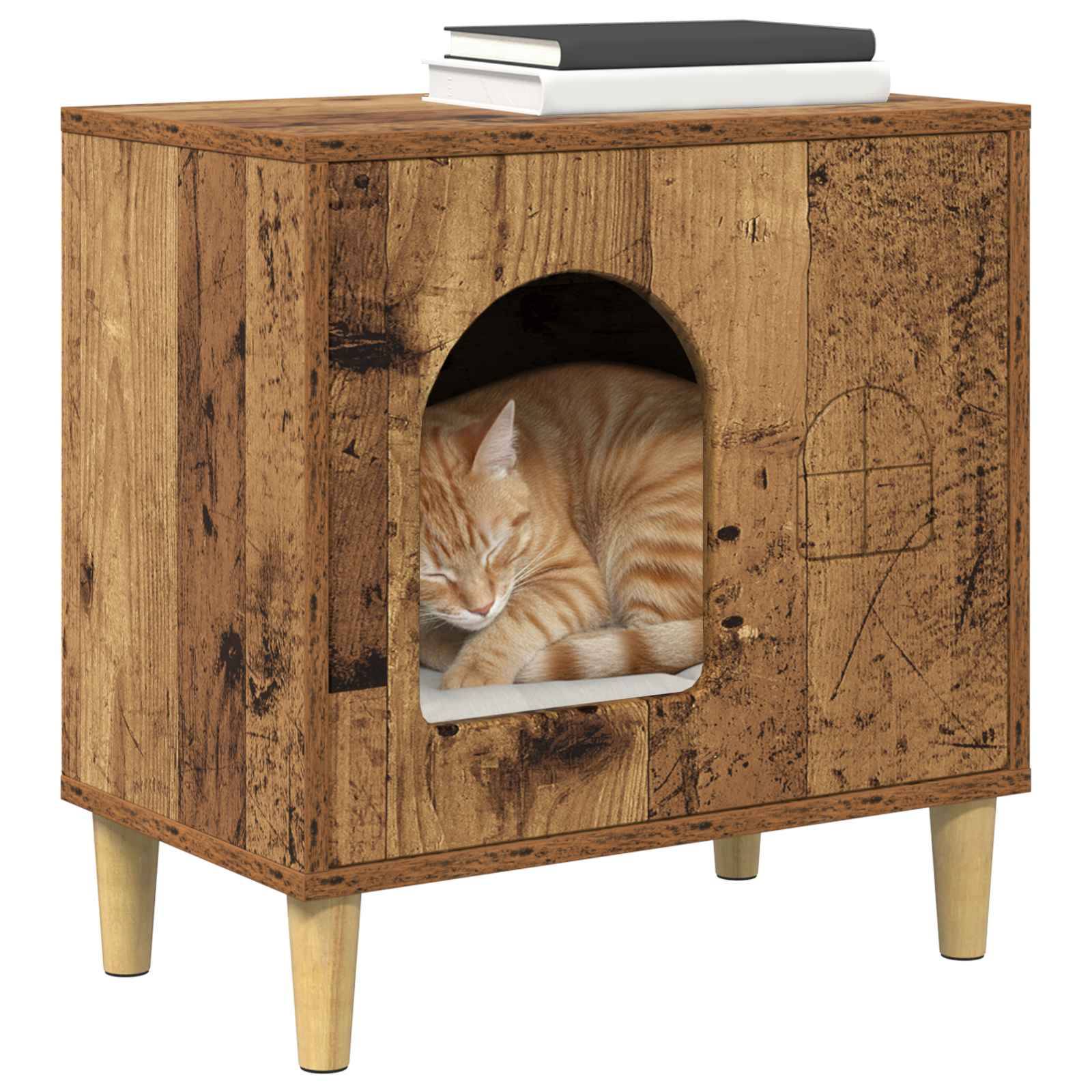 Vidaxl - Maison pour chat Bois ancien 51 x 30 x 52 cm Bois d'ingénierie vidaXL 8000669 - Image 4