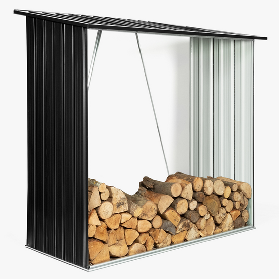 Abri de stockage 2 m³ gris en acier galvanisé pour bûches - Image 2