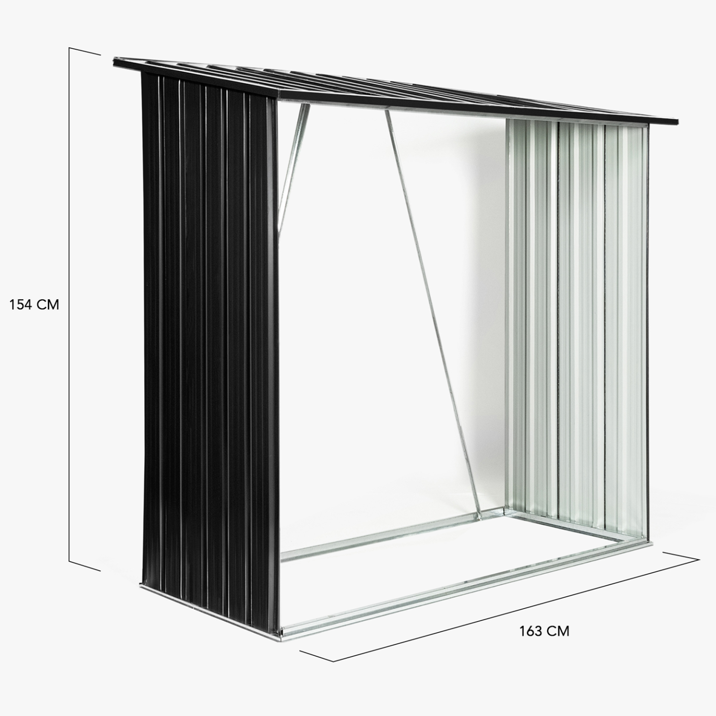 Abri de stockage 2 m³  gris en acier galvanisé pour bûches - Image 4