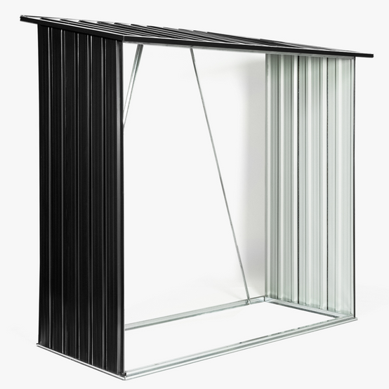 Abri de stockage 2 m³ gris en acier galvanisé pour bûches - Image 3