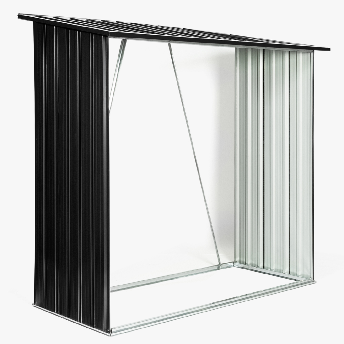 Abri de stockage 2 m³  gris en acier galvanisé pour bûches - Image 3