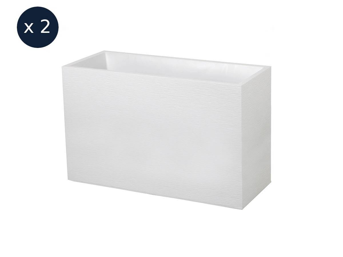 Eda - Lot de 2 Jardinières Muret Graphit 99,5 x 39,5 x 60 cm - 116 L - Blanc cérusé - Eda - Imagen 1