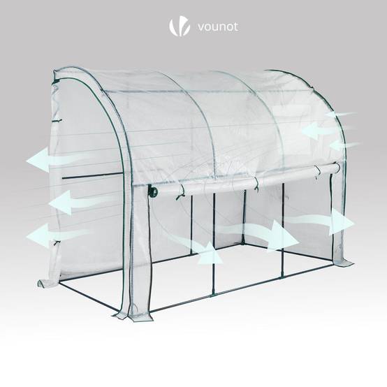 Serre d'hivernage murale adossée 300x100x180cm blanc - Bâche PE imperméable, anti-UV - Balcon, terrasse, jardin - Image 5