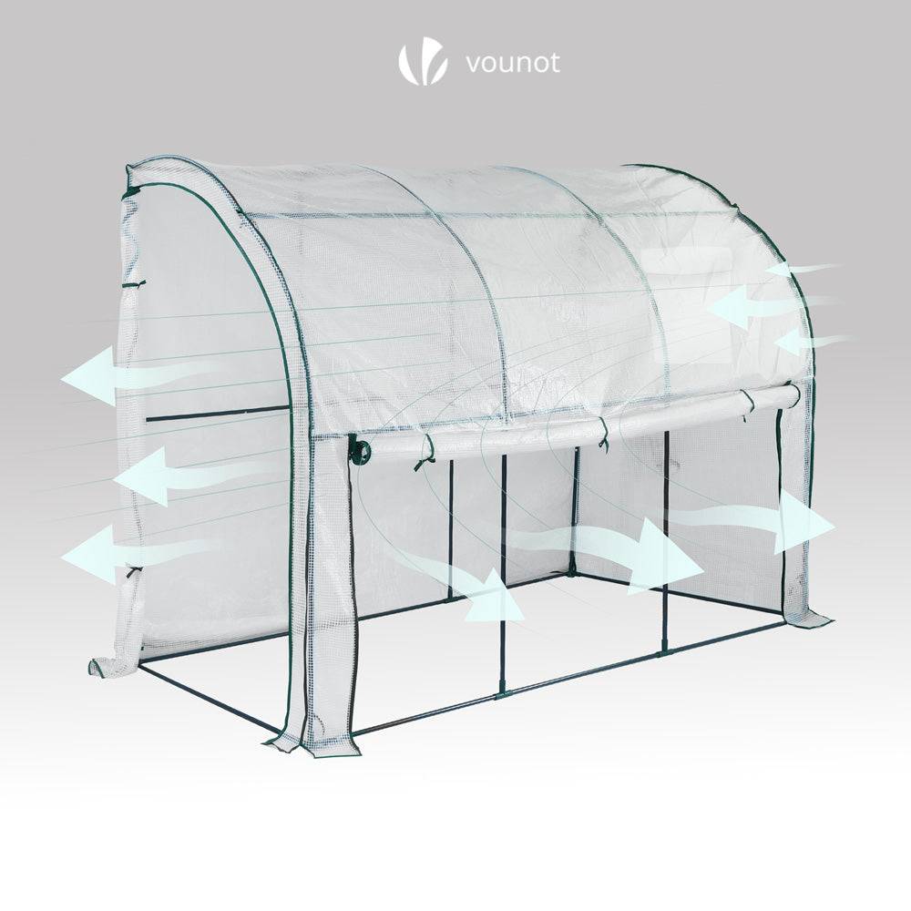 Serre d'hivernage murale adossée 300x100x180cm blanc - Bâche PE imperméable, anti-UV - Balcon, terrasse, jardin - Image 5