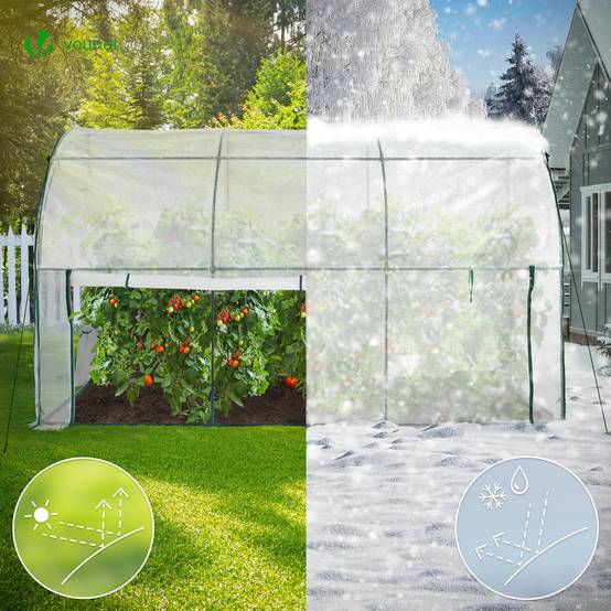 Serre d'hivernage murale adossée 300x100x180cm blanc - Bâche PE imperméable, anti-UV - Balcon, terrasse, jardin - Image 4